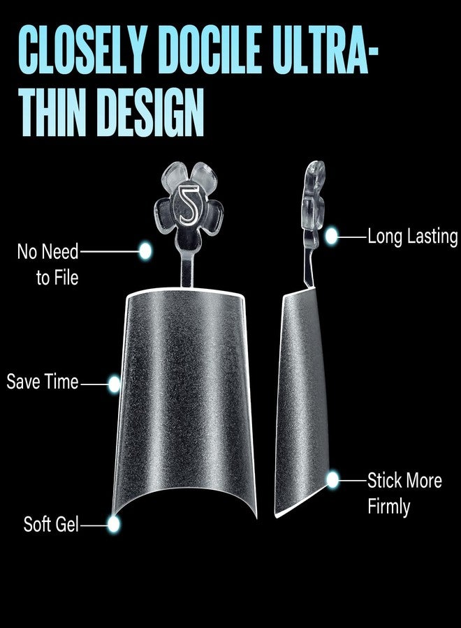 TOMICCA Short Coffin Nail Tips, 510Pcs Acrylic Half Cover Nail Tips, 12 Sizes No C Curve Full Matte Gel Nail Extension Tips for Beginner and Professional - Image 2